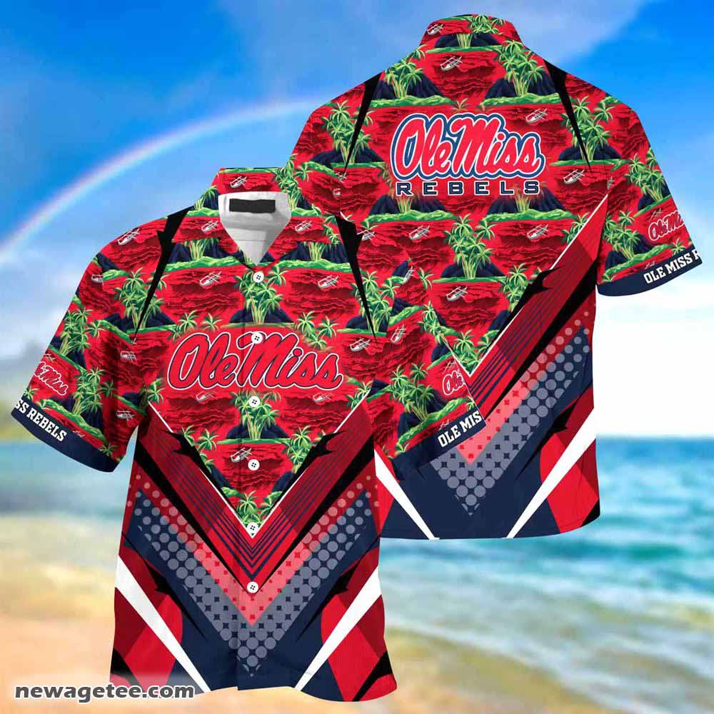 Ole Miss Rebels Summer Beach Hawaiian Shirt Hibiscus Pattern For Sports Fan
