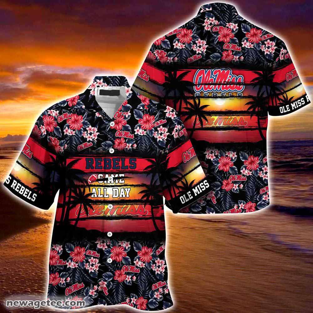 Ole Miss Rebels Summer Beach Hawaiian Shirt Stress Blessed Obsessed
