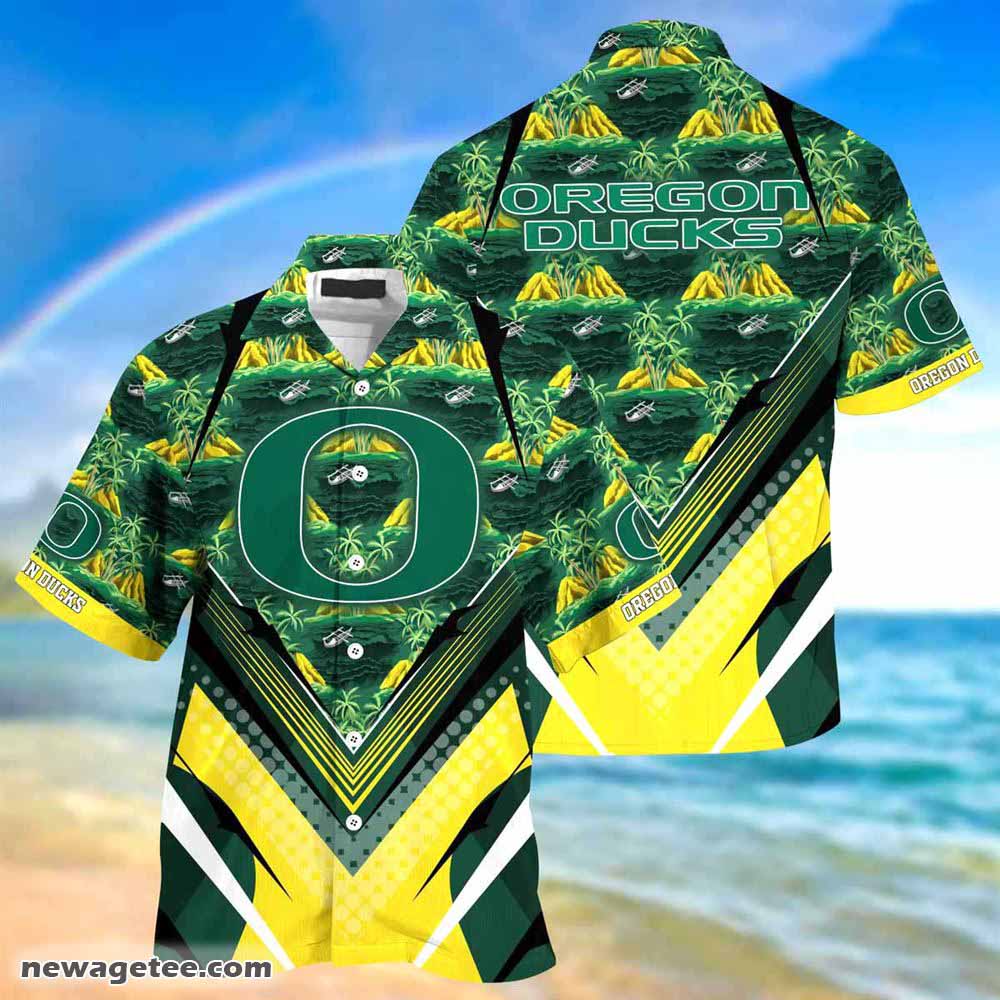 Oregon Ducks Summer Beach Hawaiian Shirt Hibiscus Pattern For Sports Fan