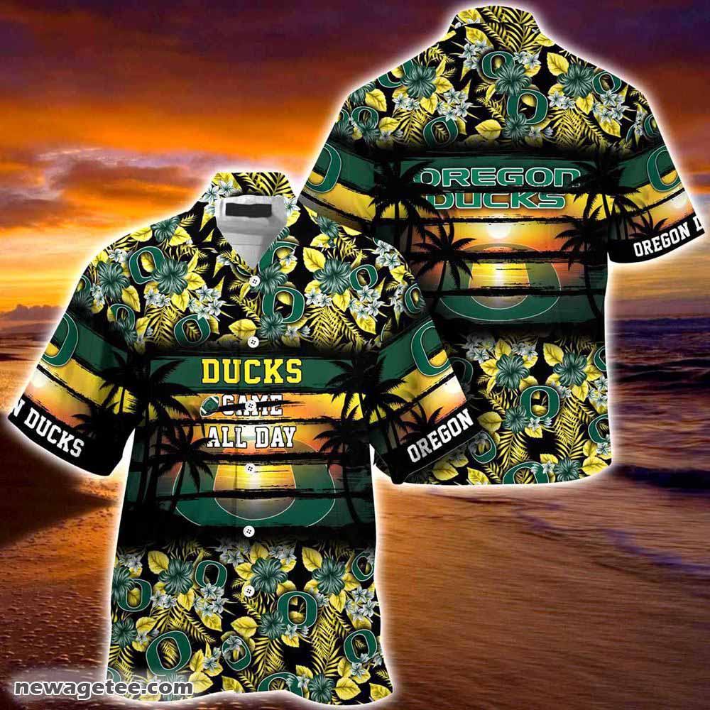 Oregon Ducks Summer Beach Hawaiian Shirt Hibiscus Pattern For Sports Fan