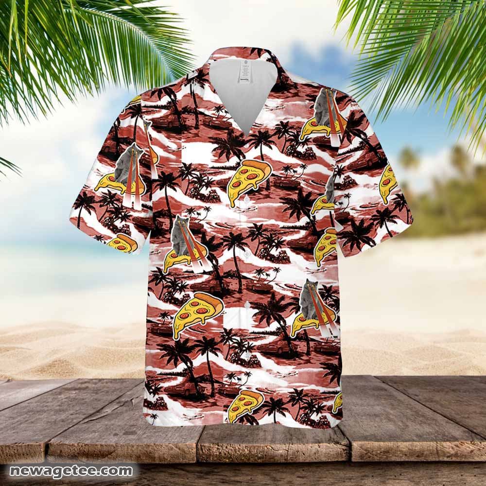 Schlitz Hawaiian Button Up Shirt Flowers Pattern Loves