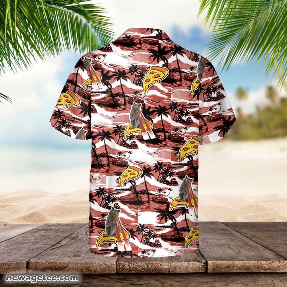 Pizza Cat Hawaiian Sea Island Pattern Shirt Pizza Cat