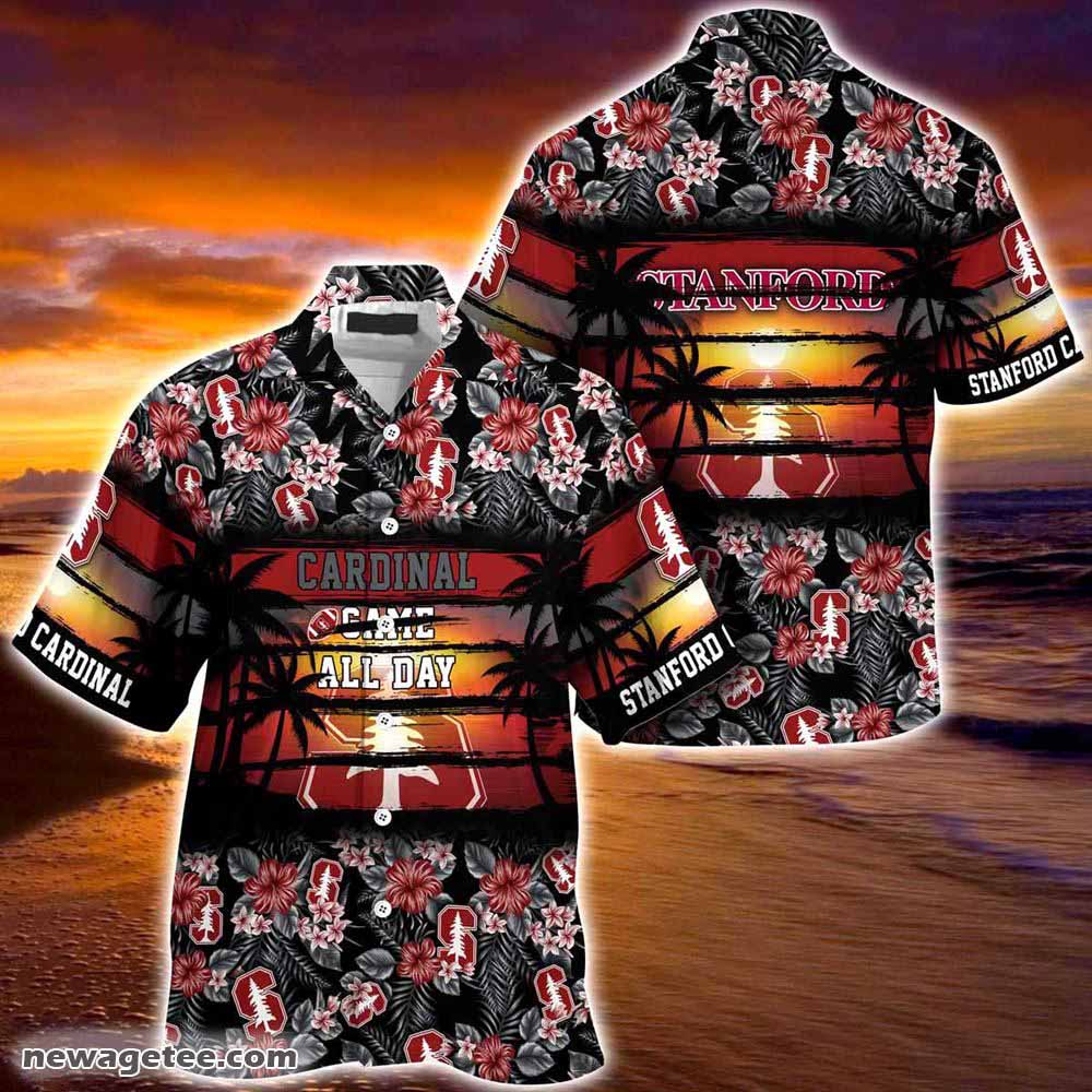 Stanford Cardinal Summer Beach Hawaiian Shirt Hibiscus Pattern For Sports Fan