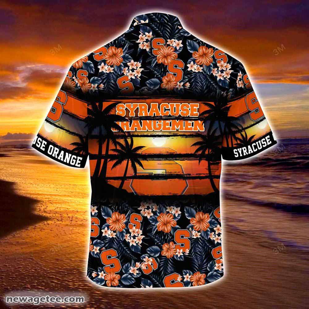Syracuse Orange Summer Beach Hawaiian Shirt Hibiscus Pattern For Sports Fan