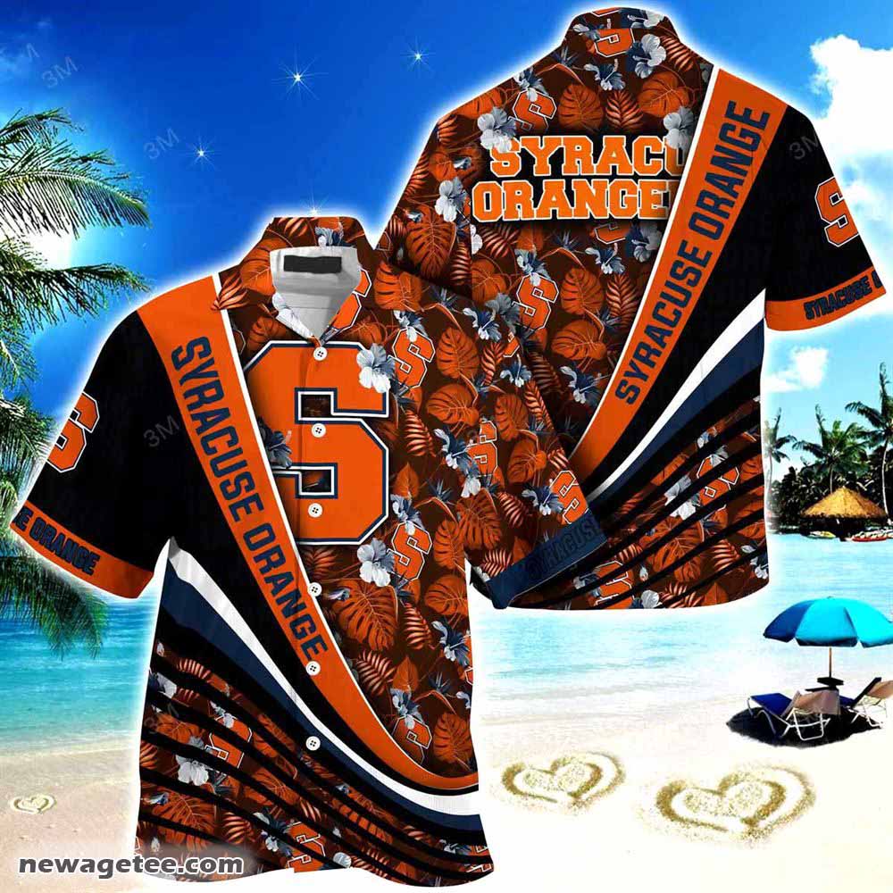 Syracuse Orange Summer Beach Hawaiian Shirt With Tropical Flower Pattern