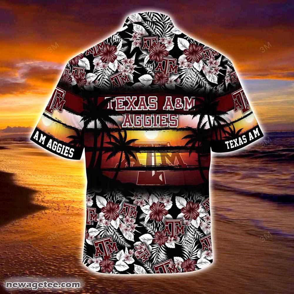 Texas A M Aggies Summer Beach Hawaiian Shirt Hibiscus Pattern For Sports Fan