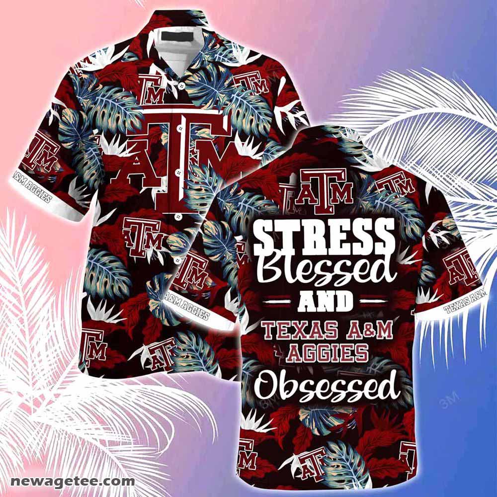 Texas A M Aggies Summer Beach Hawaiian Shirt Hibiscus Pattern For Sports Fan