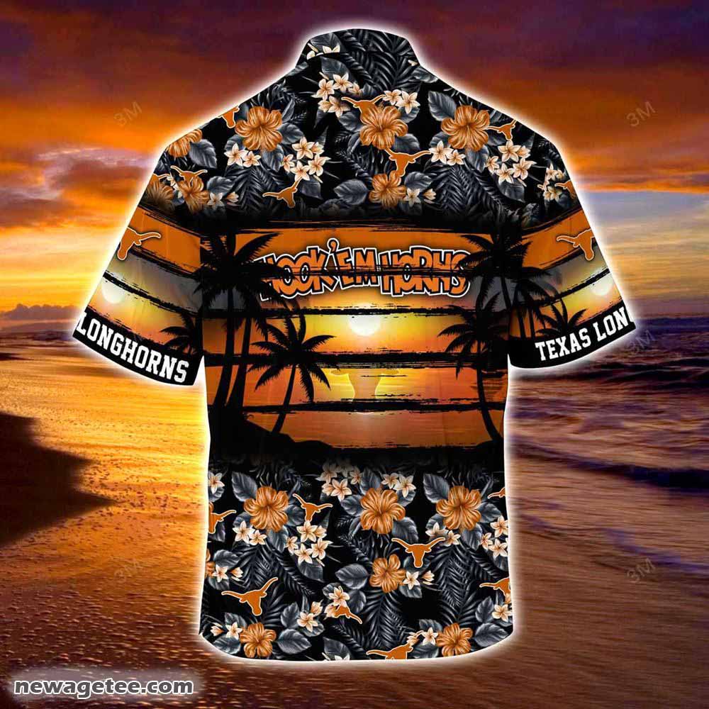 Texas Longhorns Summer Beach Hawaiian Shirt Hibiscus Pattern For Sports Fan
