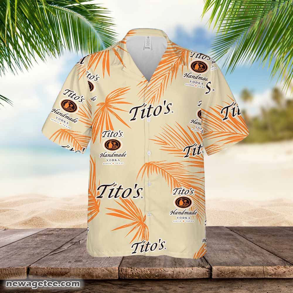 Tito’s Vodka Hawaiian Button Up Shirt Flowers Pattern