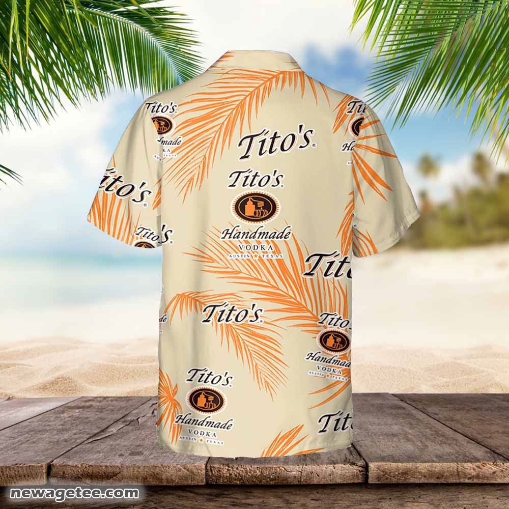 Tito’s Vodka Hawaiian Palm Leaves Pattern Shirt Beer