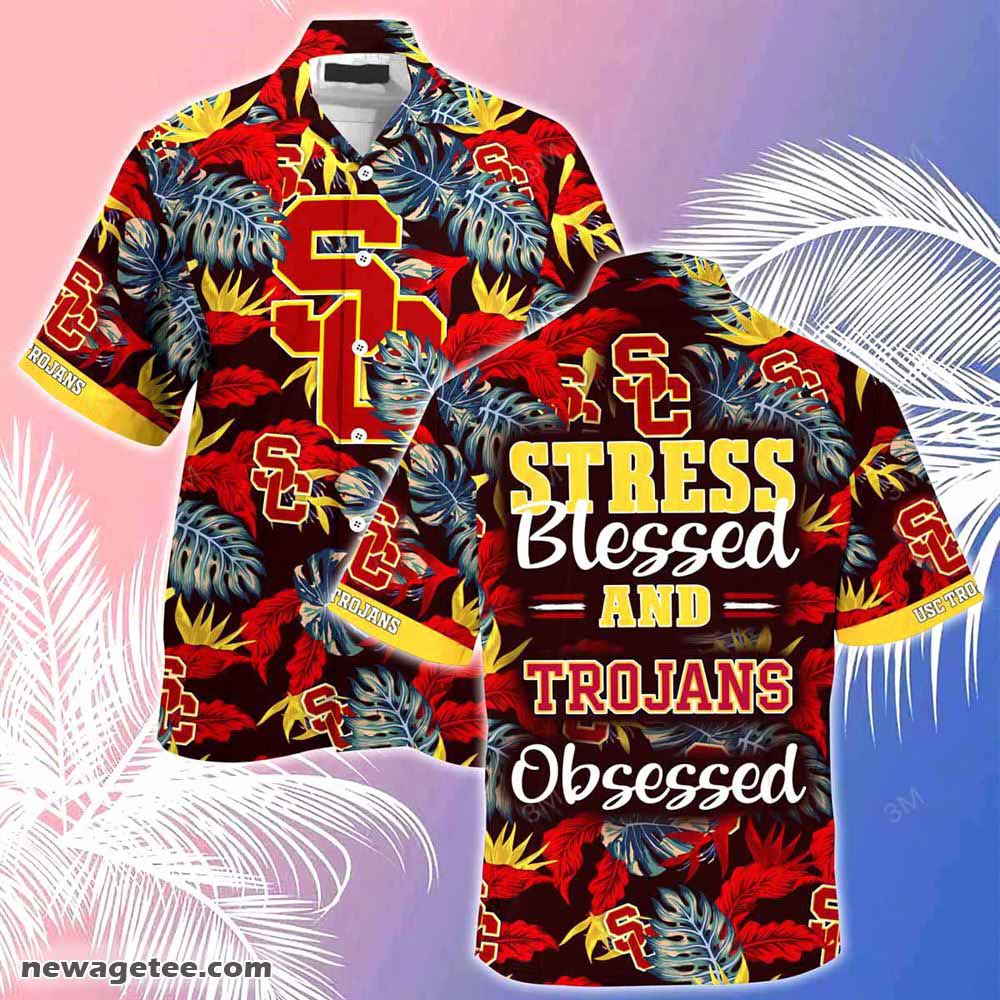 Usc Trojans Summer Beach Hawaiian Shirt Hibiscus Pattern For Sports Fan