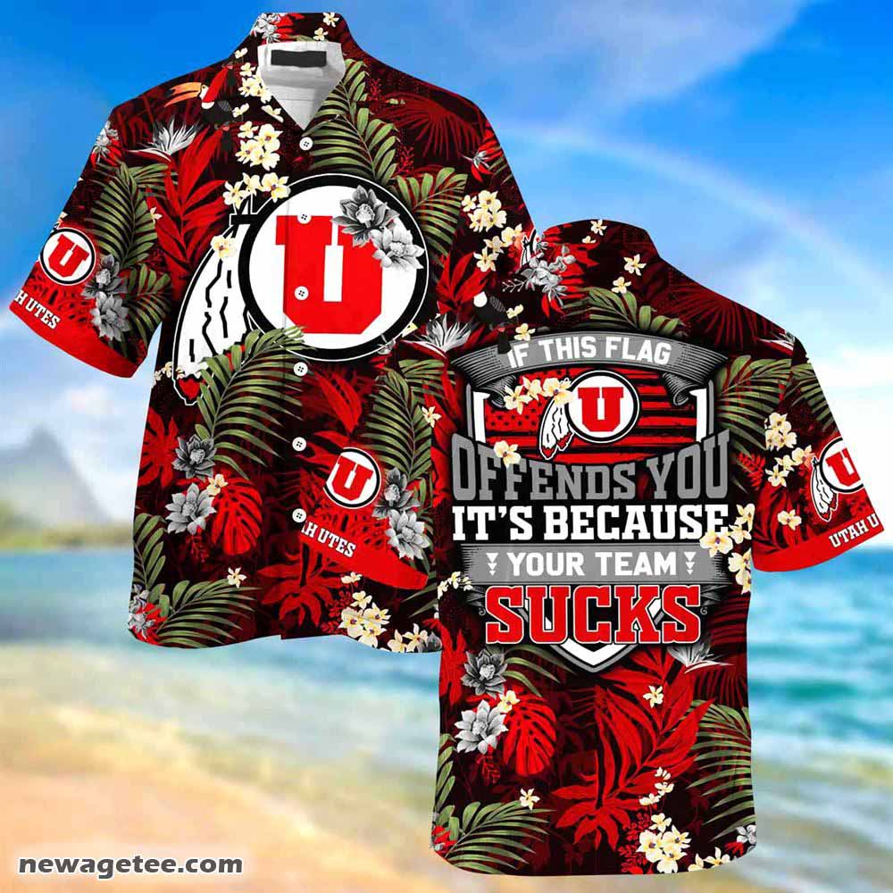 Utah Utes Summer Beach Hawaiian Shirt This Flag Offends You