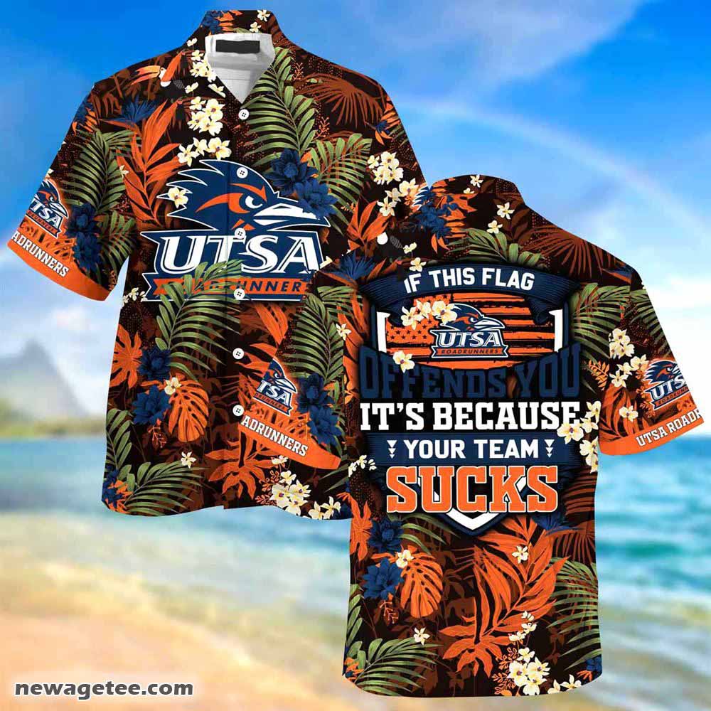 Utsa Roadrunners Summer Beach Hawaiian Shirt With Tropical Flower Pattern