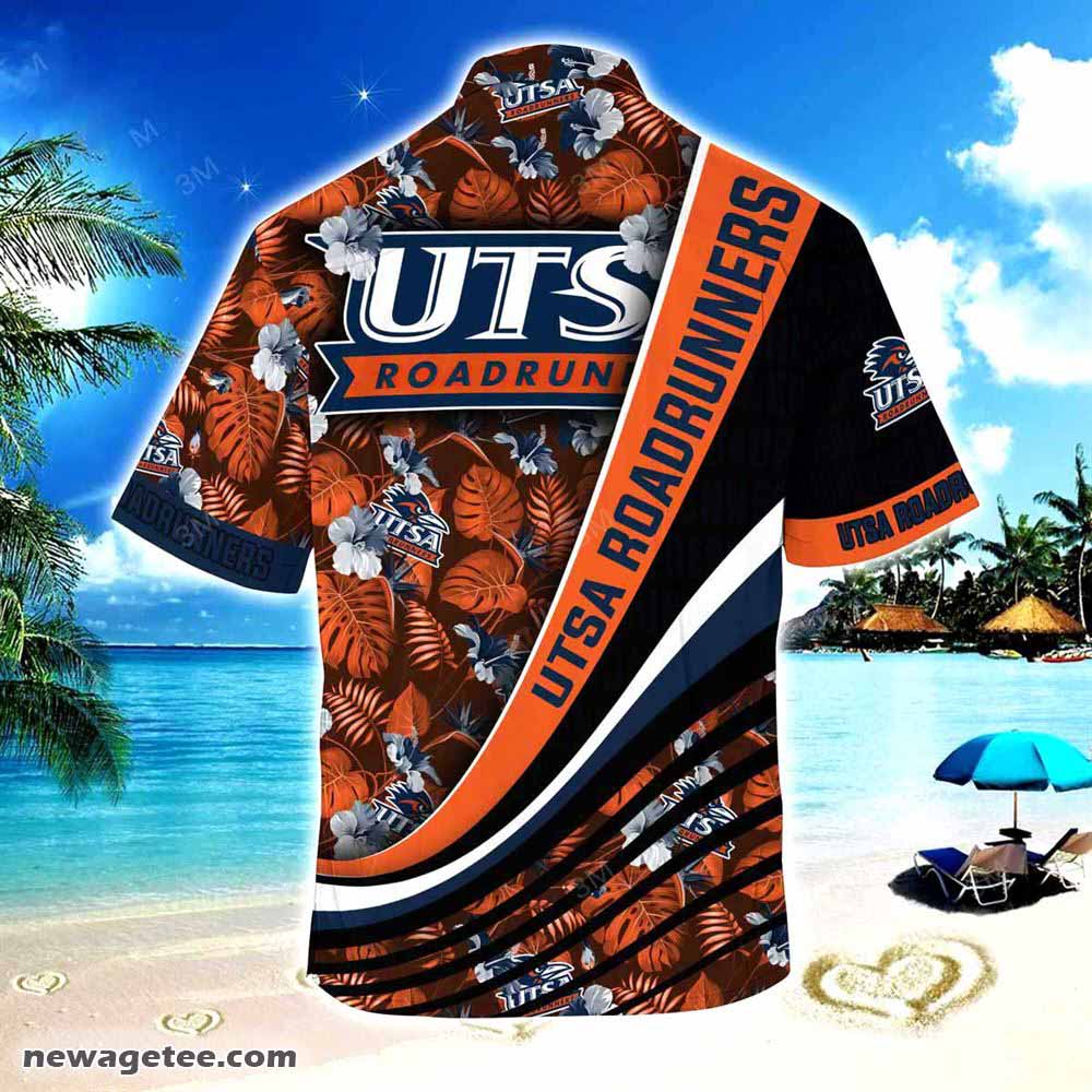 Utsa Roadrunners Summer Beach Hawaiian Shirt With Tropical Flower Pattern