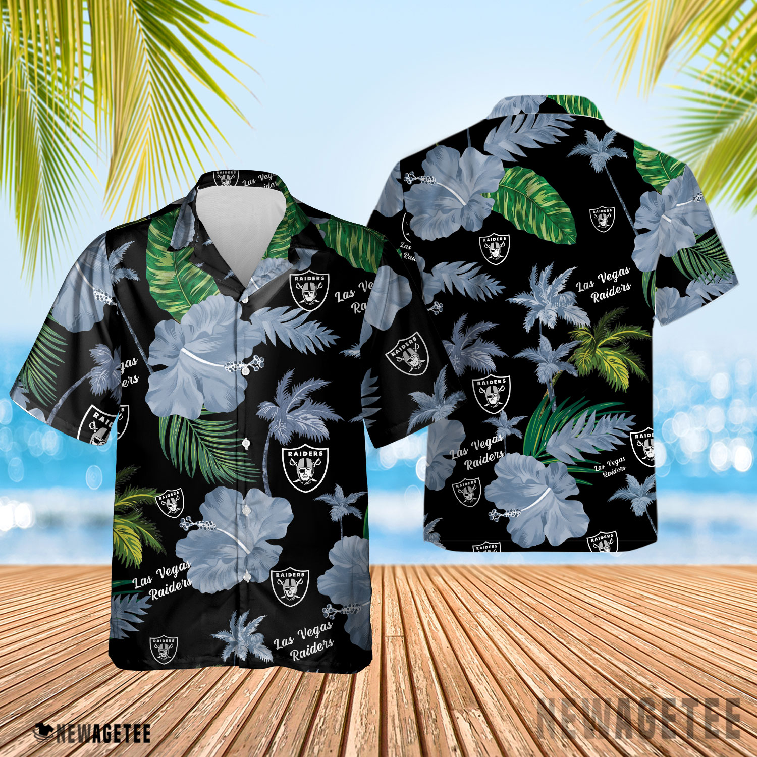 Las Vegas Raiders Nfl Color Hibiscus Button Up Hawaiian Shirt