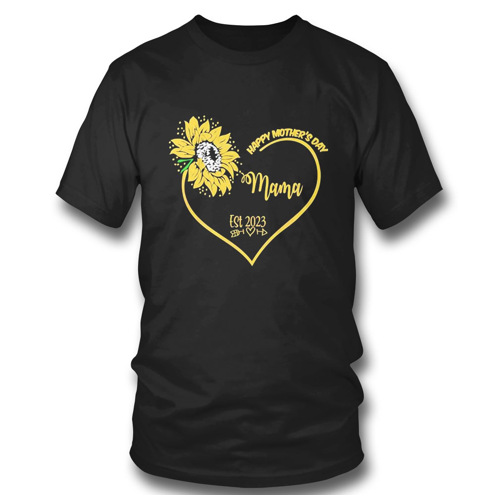Happy Mothers Day Mama Heart Sunflower Est 2023 T-shirt