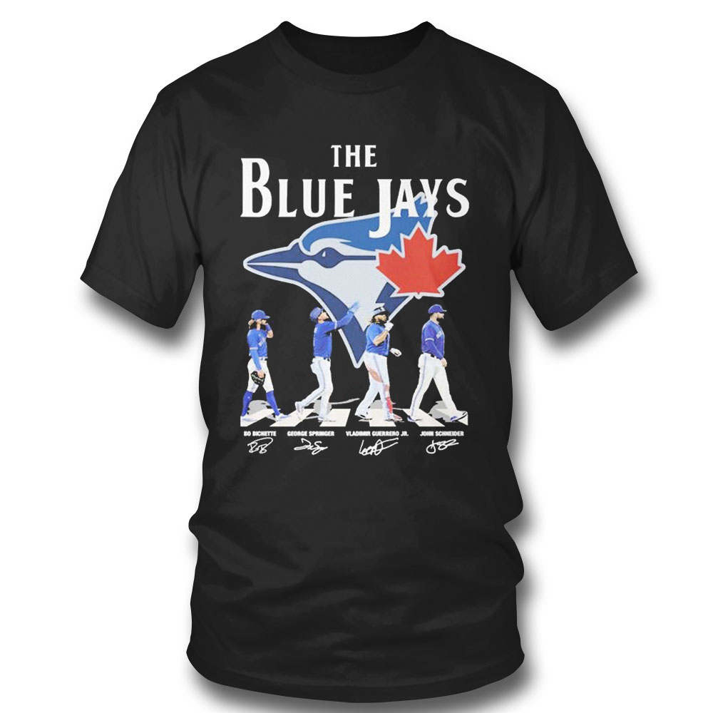 The Blue Jays Abbey Road Bo Bichette George Springer Vladimir Guerrero Jr John Schneider Signatures T-shirt