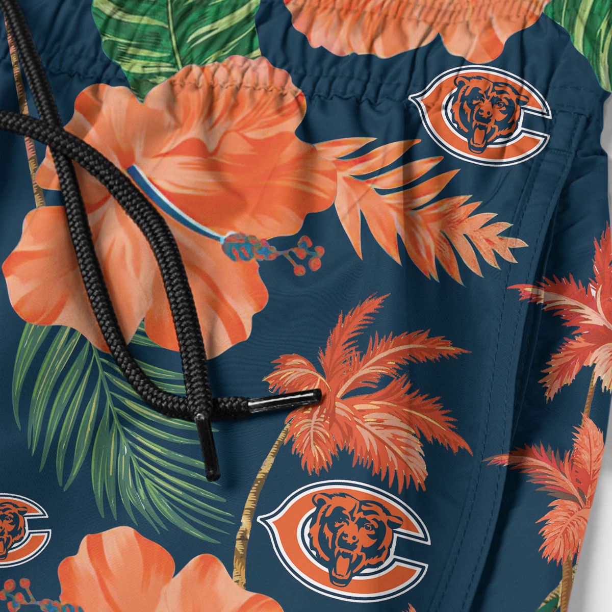 Chicago Bears Nfl Color Hibiscus Button Up Hawaiian Shirt