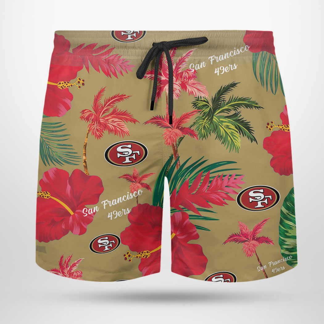 San Francisco 49ers Nfl Color Hibiscus Button Up Hawaiian Shirt