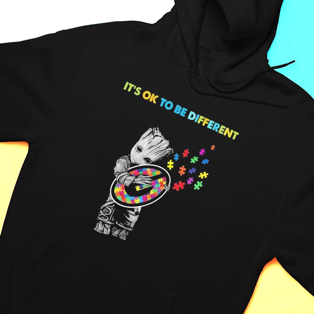 Green Bay Packers Groot Hug Autism Its Ok To Be Different Shirt