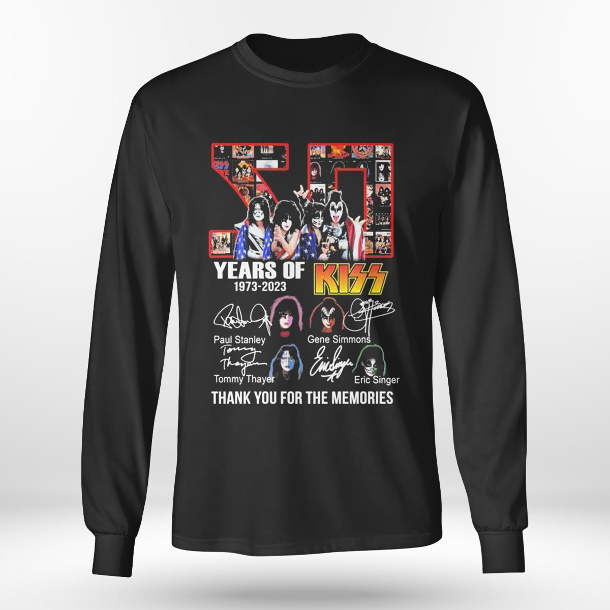 50 Years Of Kiss Rock Band 1973 2023 Thank You For The Memories Signatures T-shirt