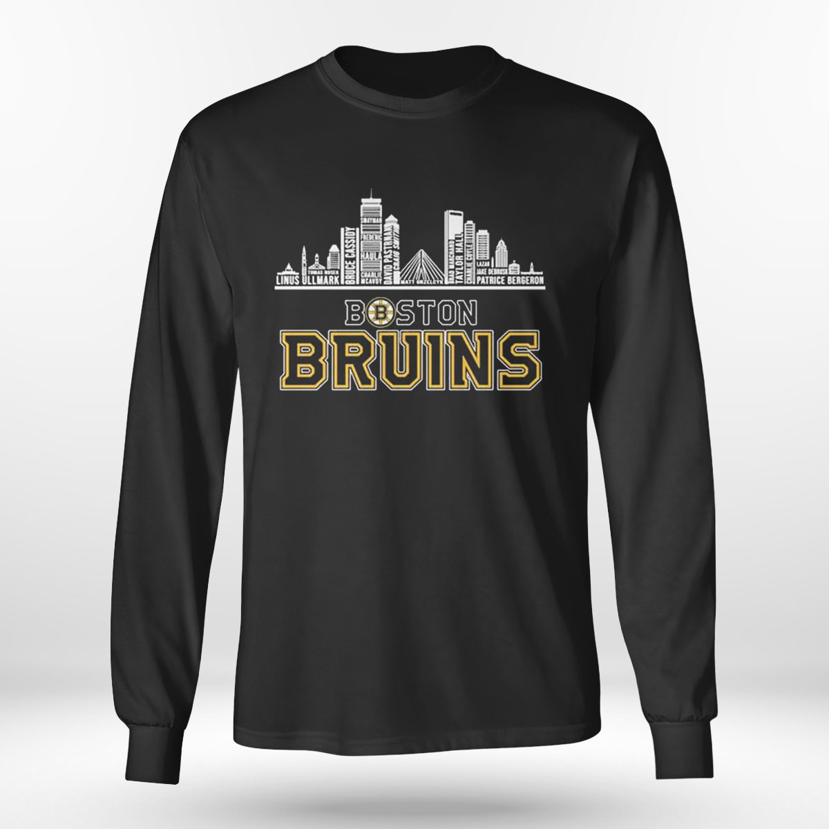 Boston Bruins Skyline Bergeron Marchand And Pastrnak Signatures T-shirt