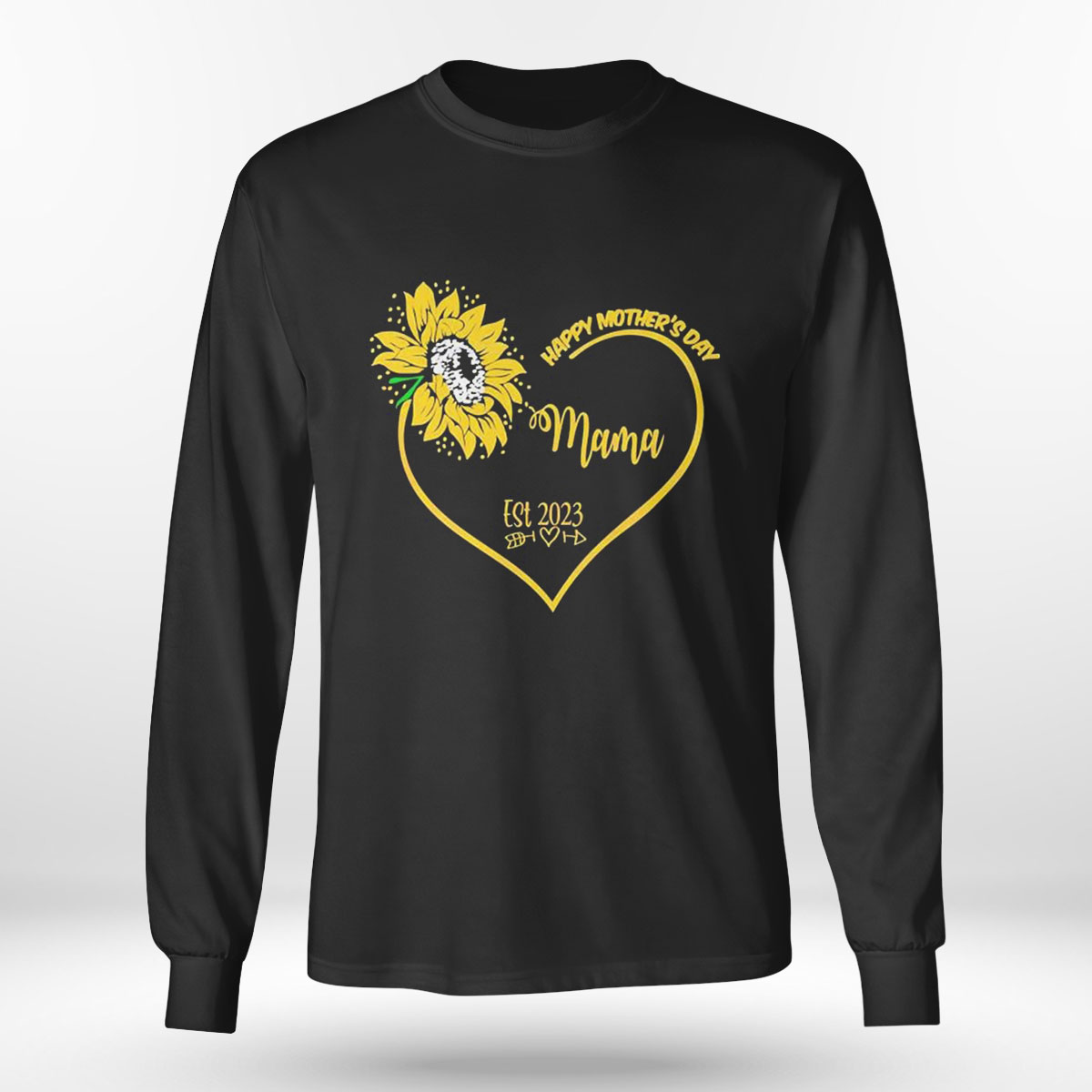 Happy Mothers Day Mama Heart Sunflower Est 2023 T-shirt