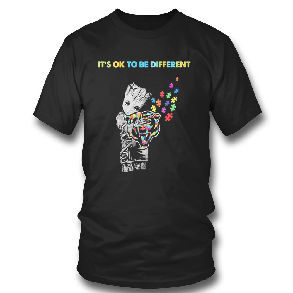 Carolina Panthers Groot Hug Autism Its Ok To Be Different Shirt