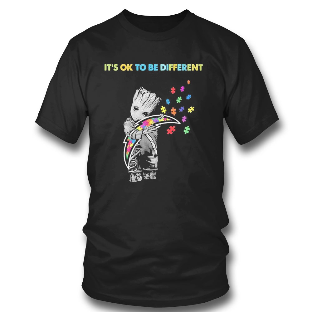 Los Angeles Rams Groot Hug Autism Its Ok To Be Different Shirt