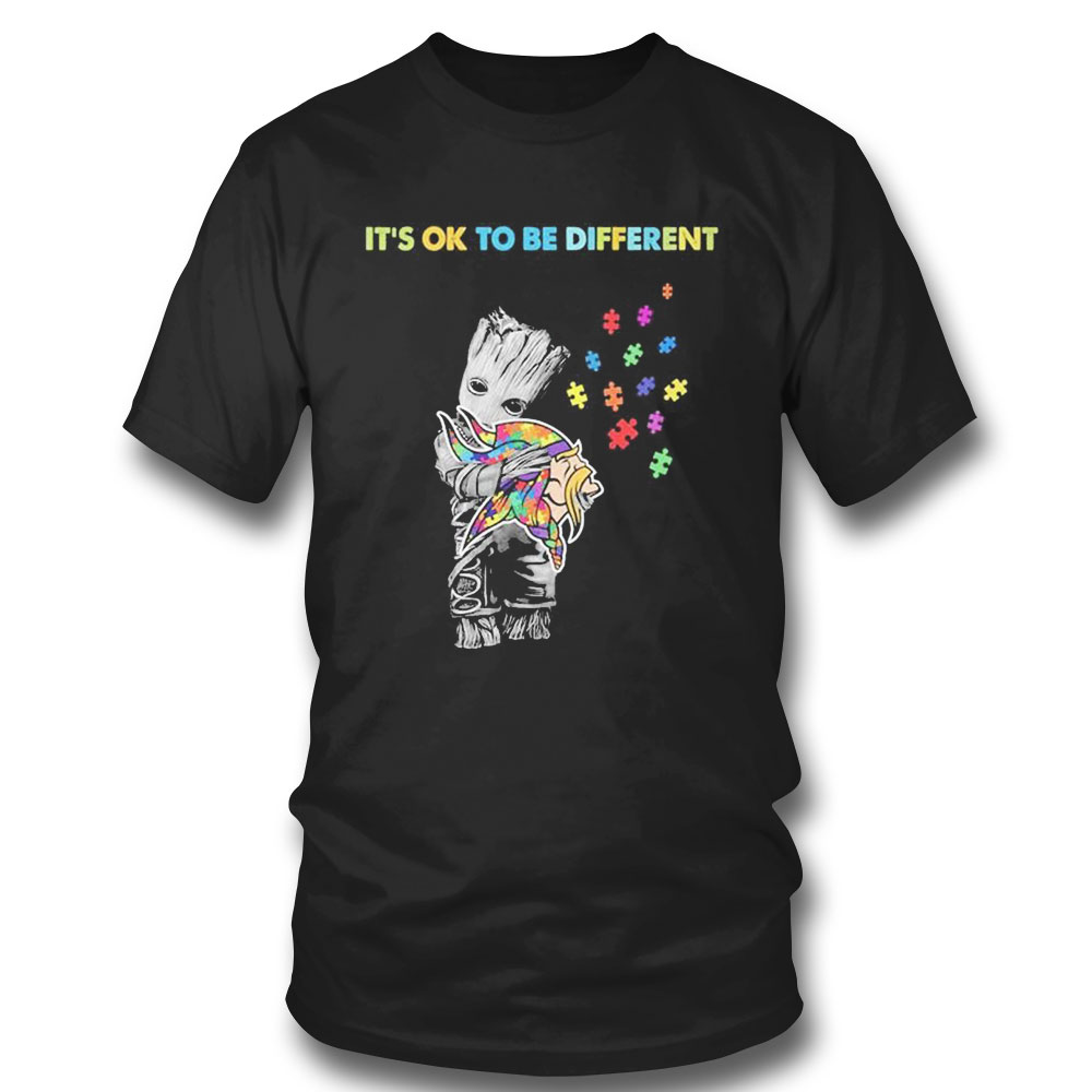 New England Patriots Groot Hug Autism Its Ok To Be Different Shirt