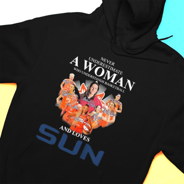 Never Underestimate A Woman Who Understands Basketball And Loves Connecticut Sun Signatures T-Shirt