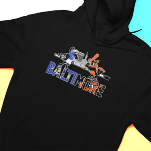 Hoodie The Oriole Bird And Poe Mascots Baltimore Skyline Sports T Shirt 2