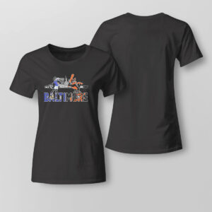 Lady Tee The Oriole Bird And Poe Mascots Baltimore Skyline Sports T Shirt 2