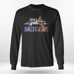 Longsleeve The Oriole Bird And Poe Mascots Baltimore Skyline Sports T Shirt 2