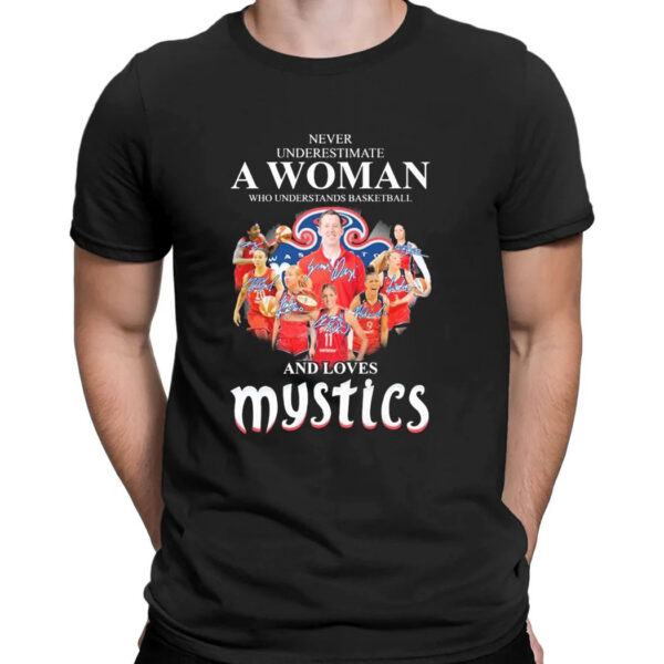 Never Underestimate A Woman Who Understands Basketball And Loves Washington Mystics Signatures T-Shirt