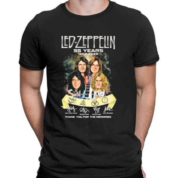The Led Zeppelin 55 Years 1968 2023 Thank You For The Memories Signatures T-Shirt
