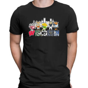 Shirt black Wisconsin Skyline Mascots Sports Teams T Shirt 2