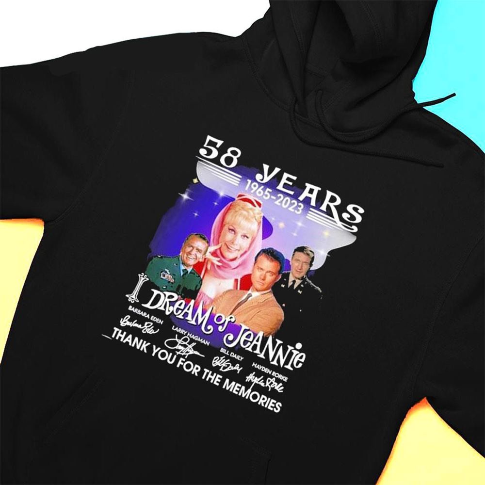 58 Years 1965 2023 I Dream Of Jeannie Thank You For The Memories Signatures T-shirt