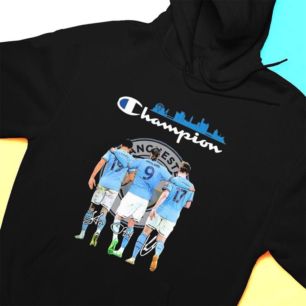 Champion Julian Alvarez Erling Haaland And De Bruyne Signatures T-shirt