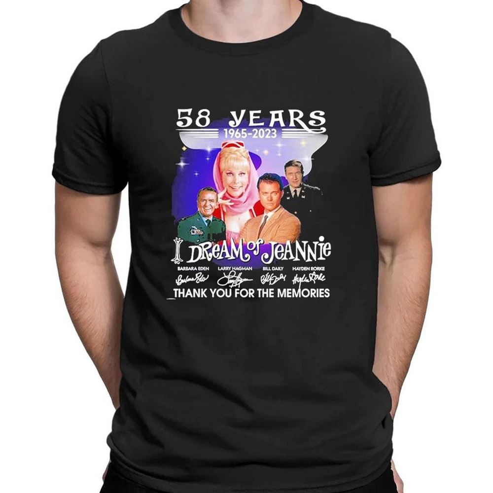 58 Years 1965 2023 I Dream Of Jeannie Thank You For The Memories Signatures T-shirt