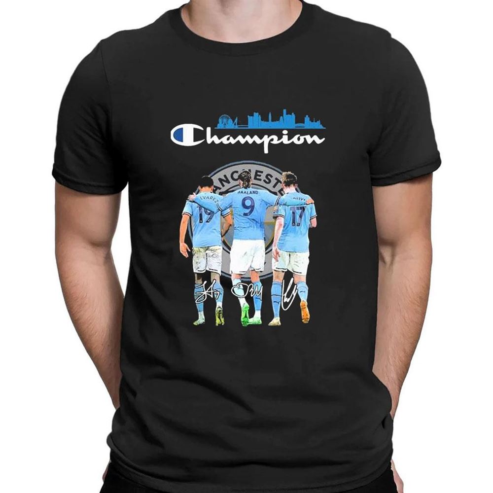 Champion Julian Alvarez Erling Haaland And De Bruyne Signatures T-shirt