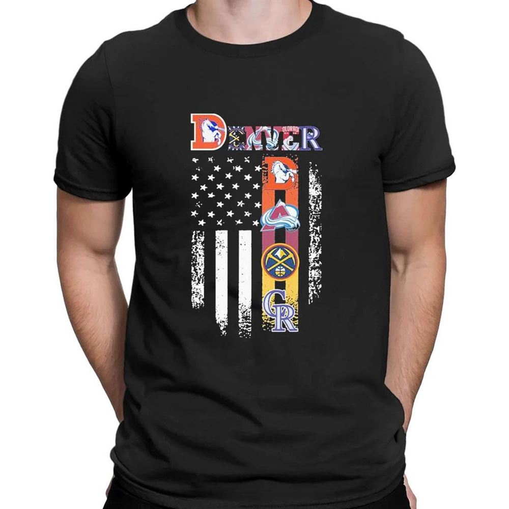 Denver Sport Teams Logo American Flag T-shirt