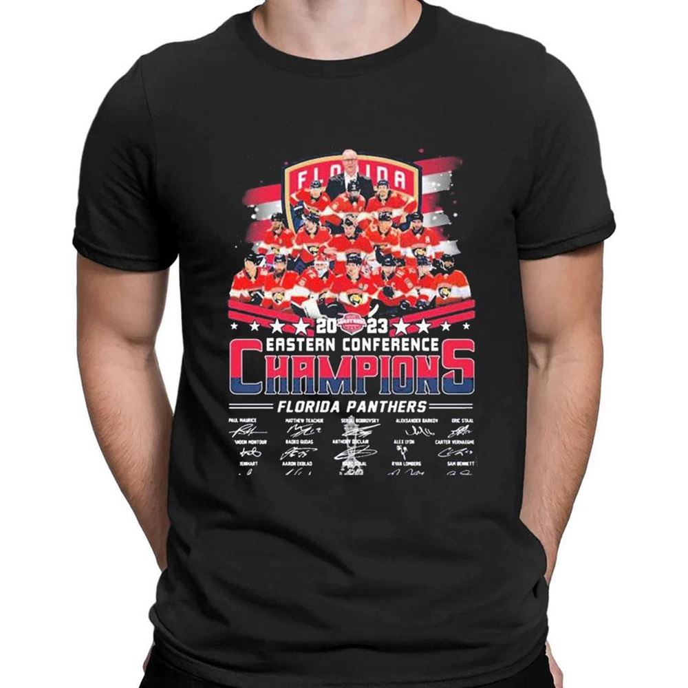 Florida Panthers Team Eastern Conference Champions Signatures 2023 T-shirt