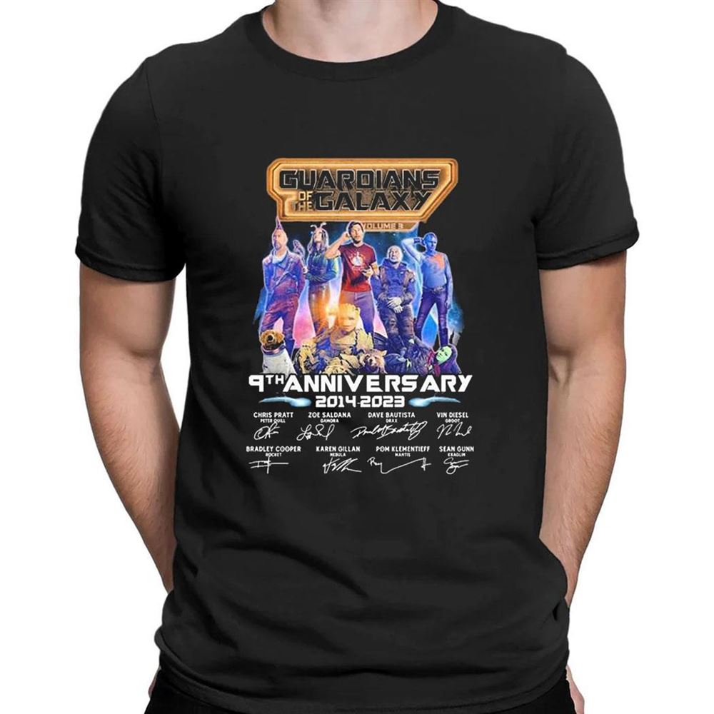 Guardians Of The Galaxy Vol 3 9th Anniversary 2009 2023 Signatures T-shirt