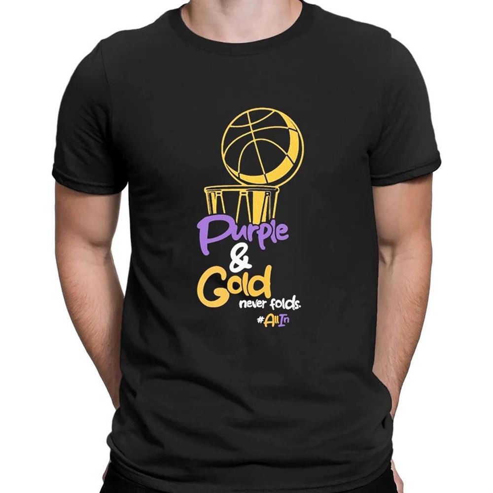 Purple Gold Never Folds La Lakers 2023 Nba Playoff T-shirt