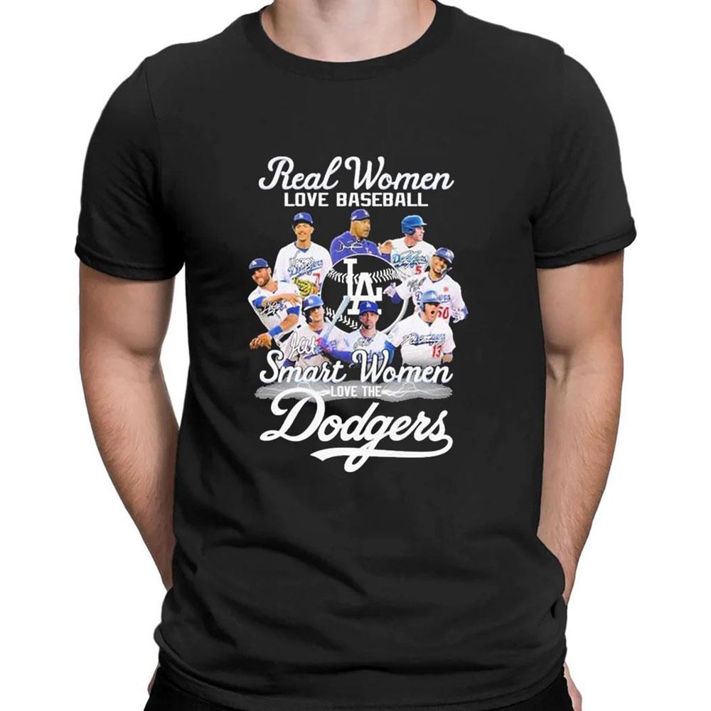 Real Women Love Baseball Smart Women Love The La Dodgers 2023 Signatures T-shirt