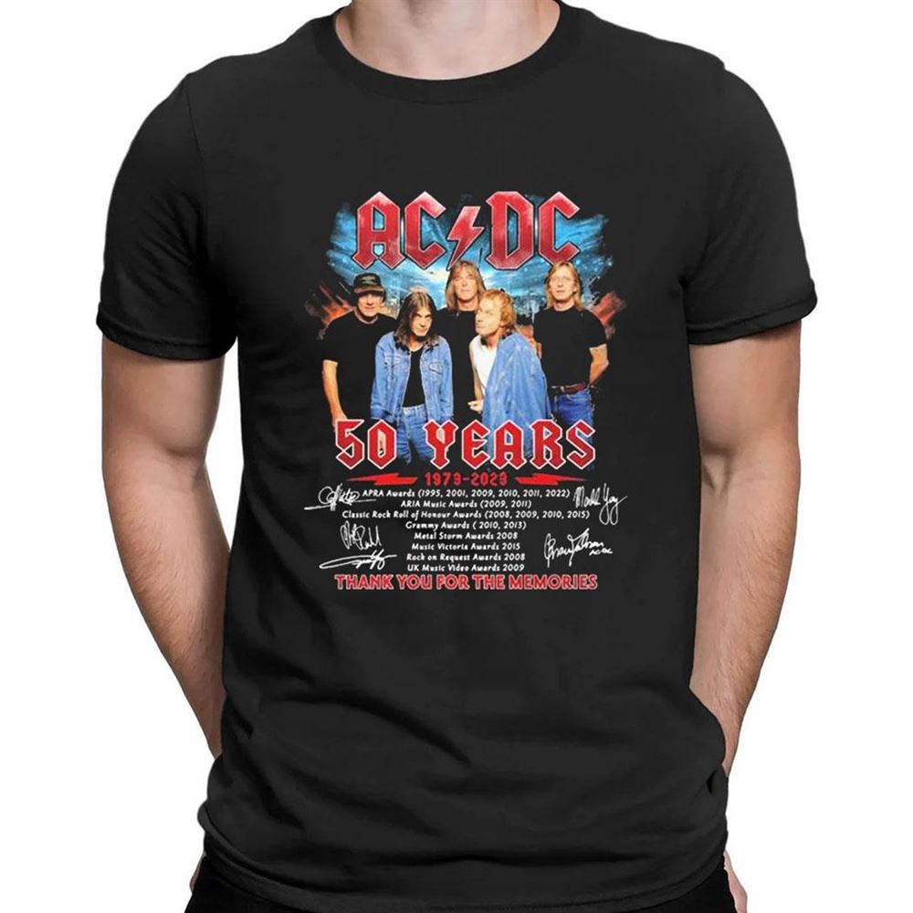 Tour 2023 Ac Dc 50 Years 1973 2023 Thank You For The Memories Signatures T-shirt