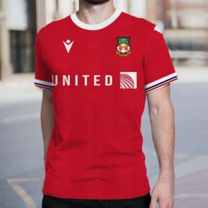 aop t shirt wrexham afc 2023 united airlines dragon wing red jersey shirt