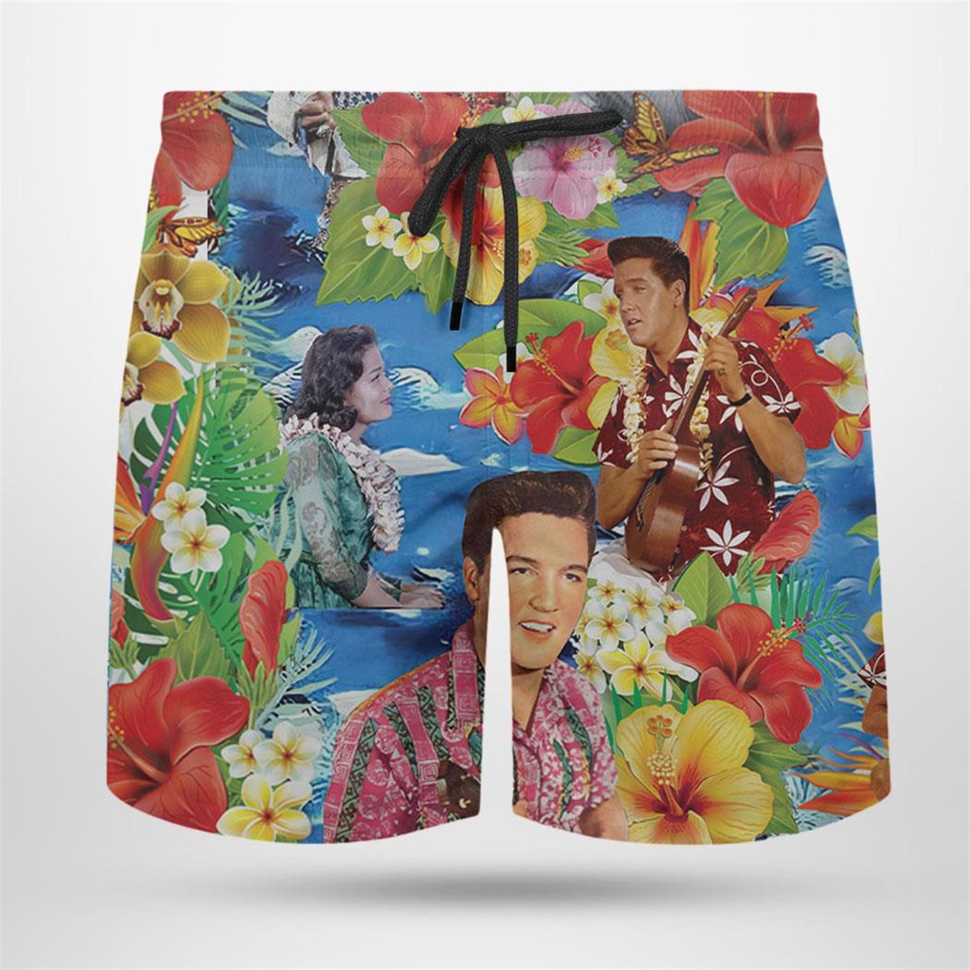 Elvis Presley Colorful Hawaiian Shirt Beach Shorts