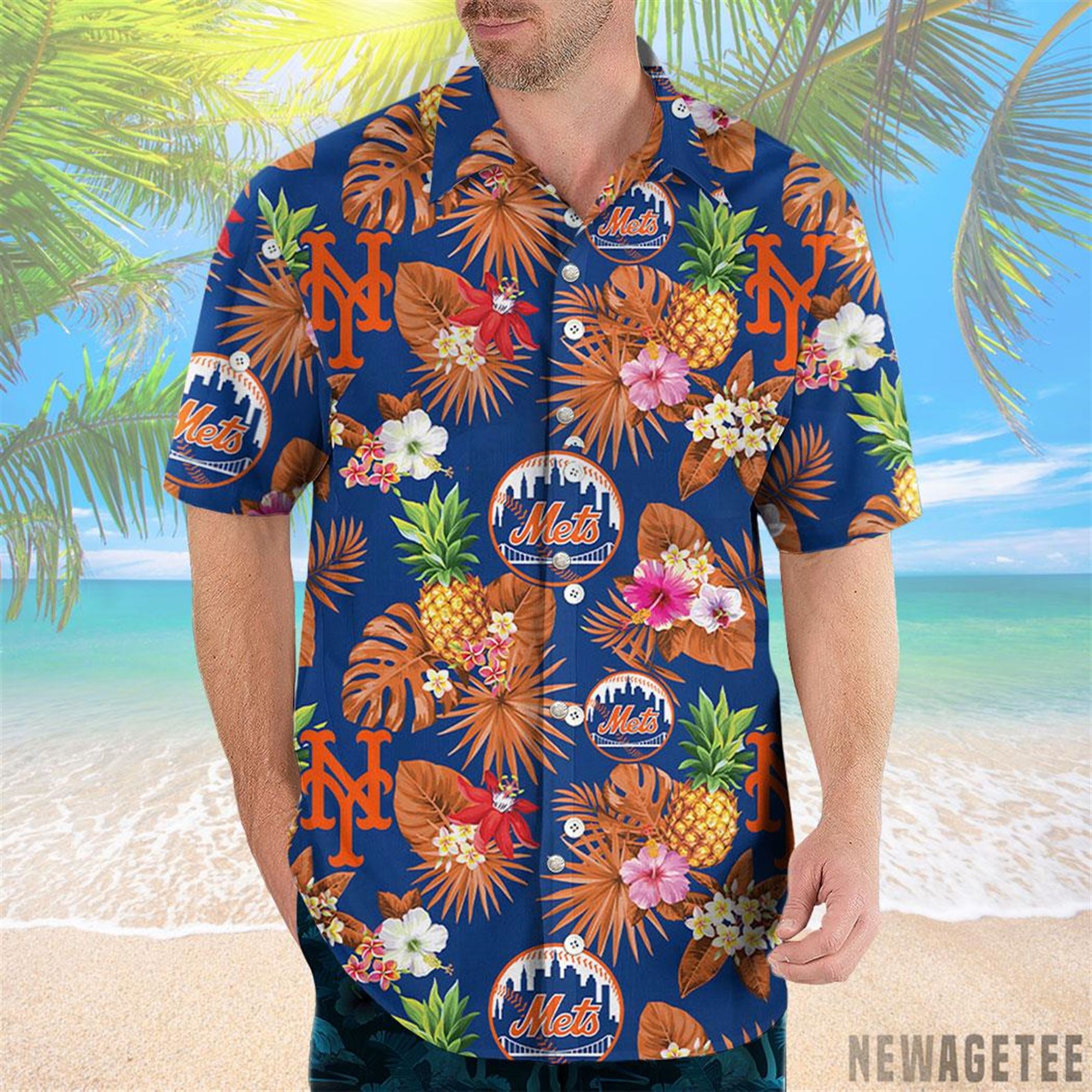 New York Mets Pineapple Tropical Hawaiian Shirt